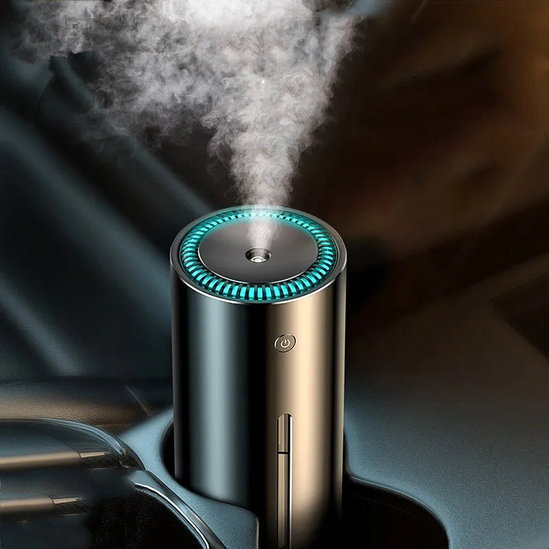 Black aluminium alloy car humidifier diffuser with USB cable for 12V power