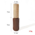 Brown sisal cat scratching post on wood base measuring 30cm tall
