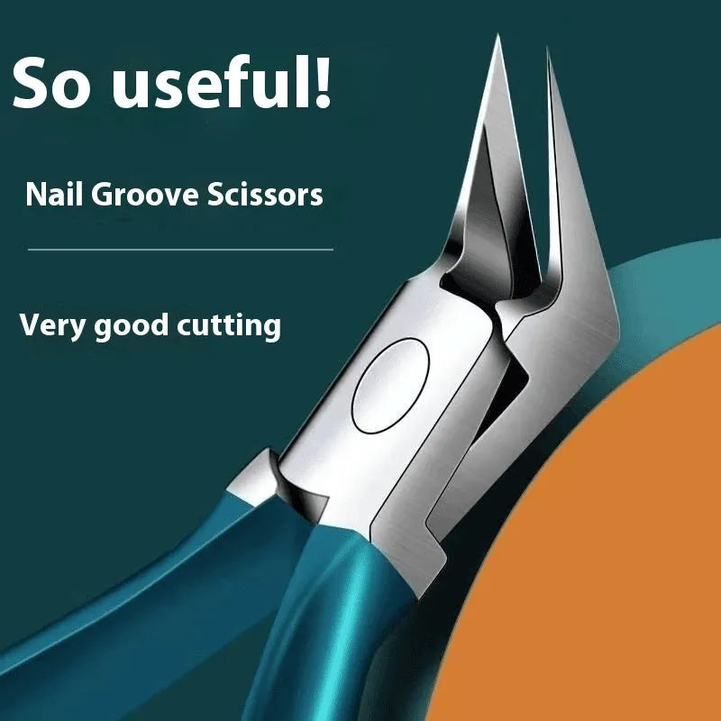 Household manicure kit with seven tools including champagne pliers and curved nose pliers in brown, white, and green colours