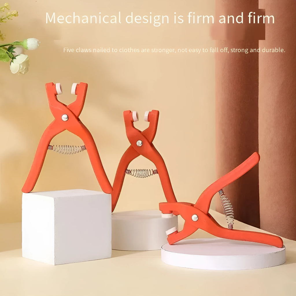 Stainless steel five claw no-sew clothing buttons with press pliers tool for garment repairs
