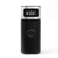 Black portable wireless air pump with USB charging cable and multiple nozzles including bicycle, swimming circle and ball attachments