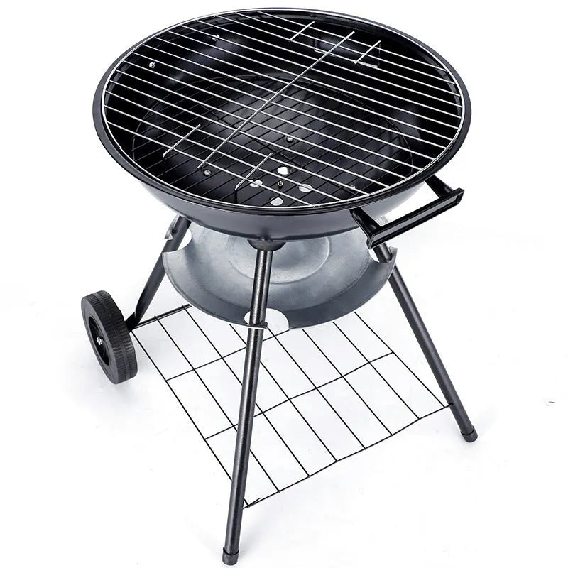 Portable iron barbecue oven with 14-inch Apple stove format for outdoor cooking