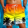 Men's loose board swimming trunks in polyester fabric with ethnic style design