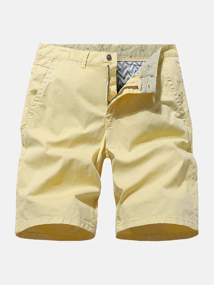 Printed denim casual shorts with elastic waist in straight leg cut available in blue, green and red colours