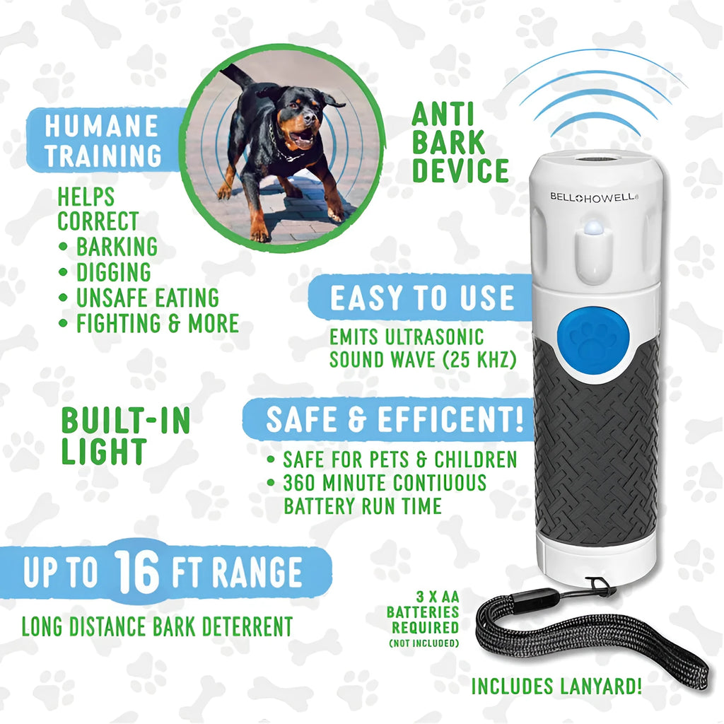 White ABS plastic ultrasonic handheld dog trainer device for barking control