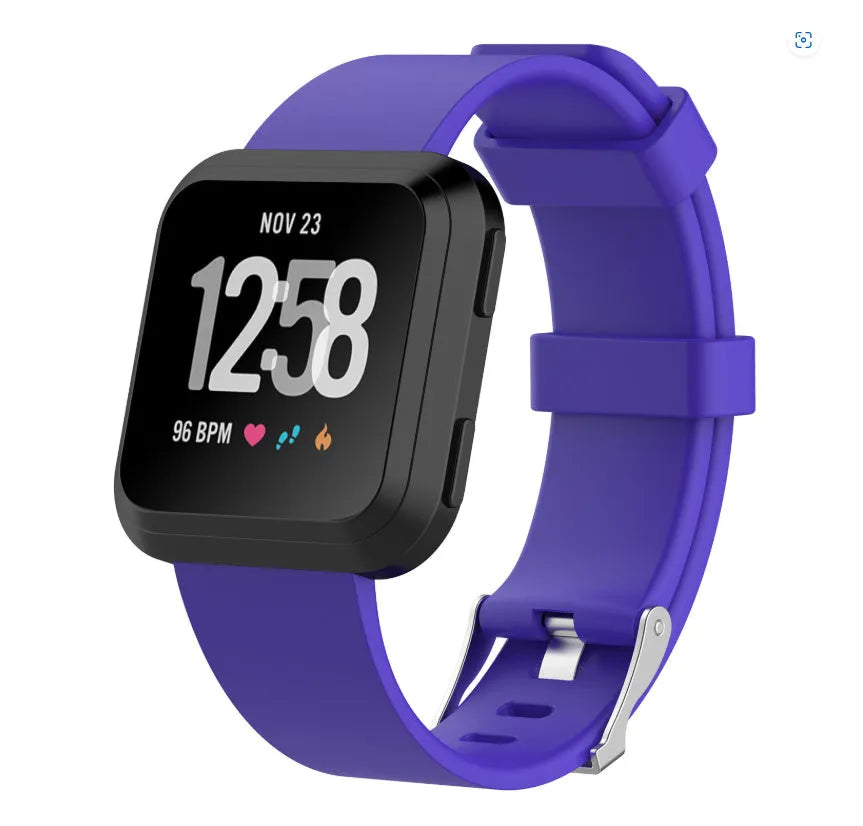 Fitbit Versa Lite replacement wrist strap in TPE material showing multiple colour options