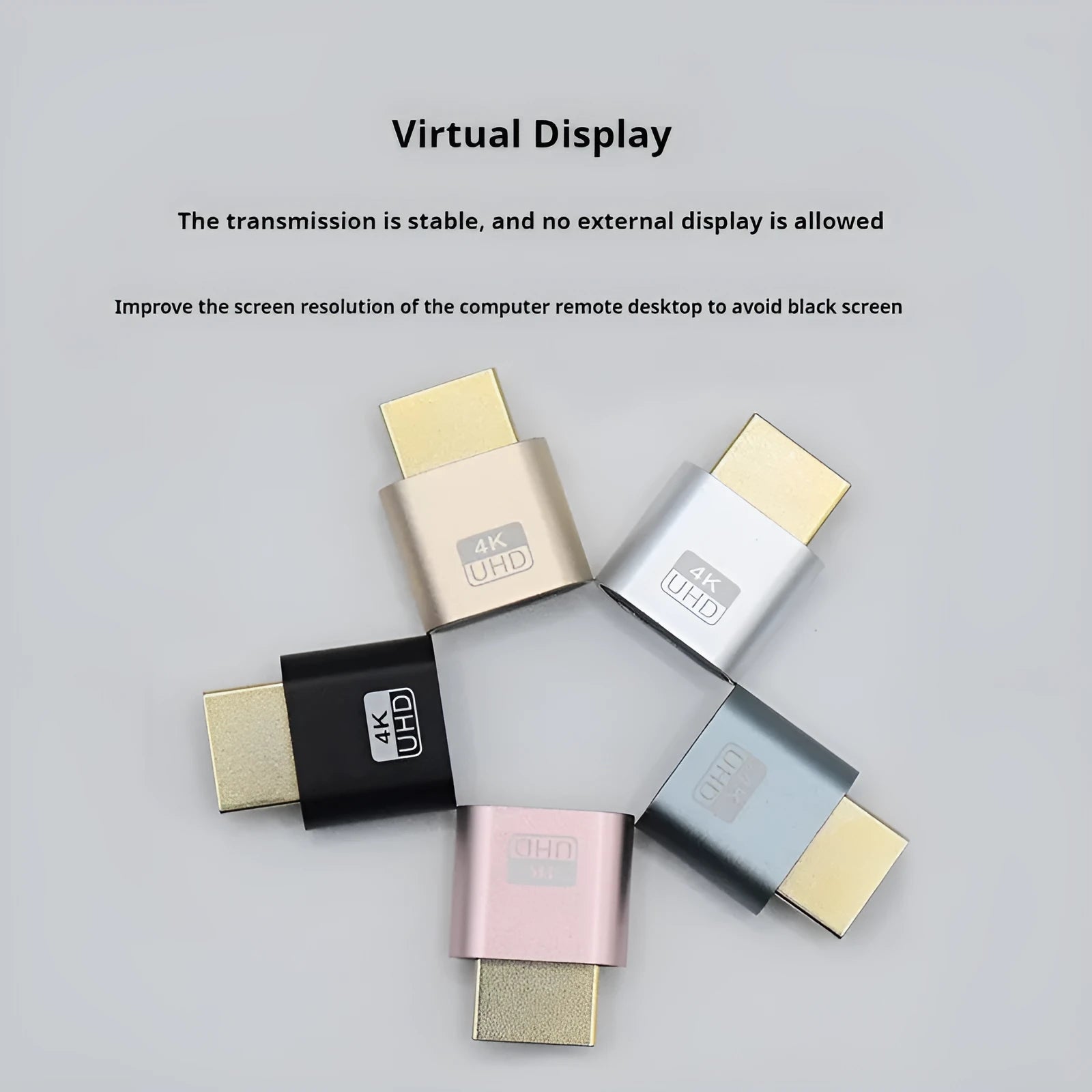 26.5mm HDMI interface virtual display dongle with metallic connector housing for graphics card dummy load applications