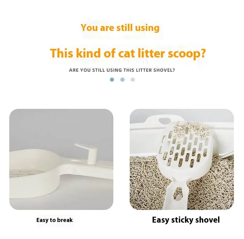 Black metal cat litter scoop with 0.8cm gap for sifting clumping cat litter