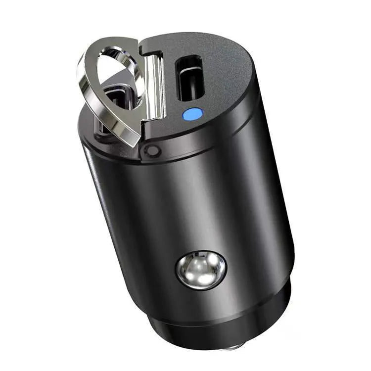 Mini 30W car cigarette lighter charger with zinc alloy body for fast PD and QC charging