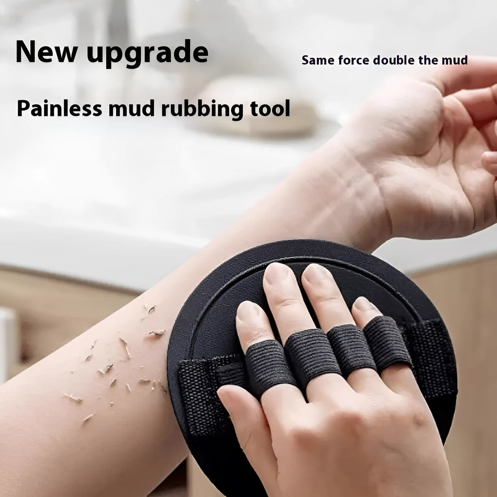 Rubber finger style bath scrubber with round cake pattern design for body exfoliation