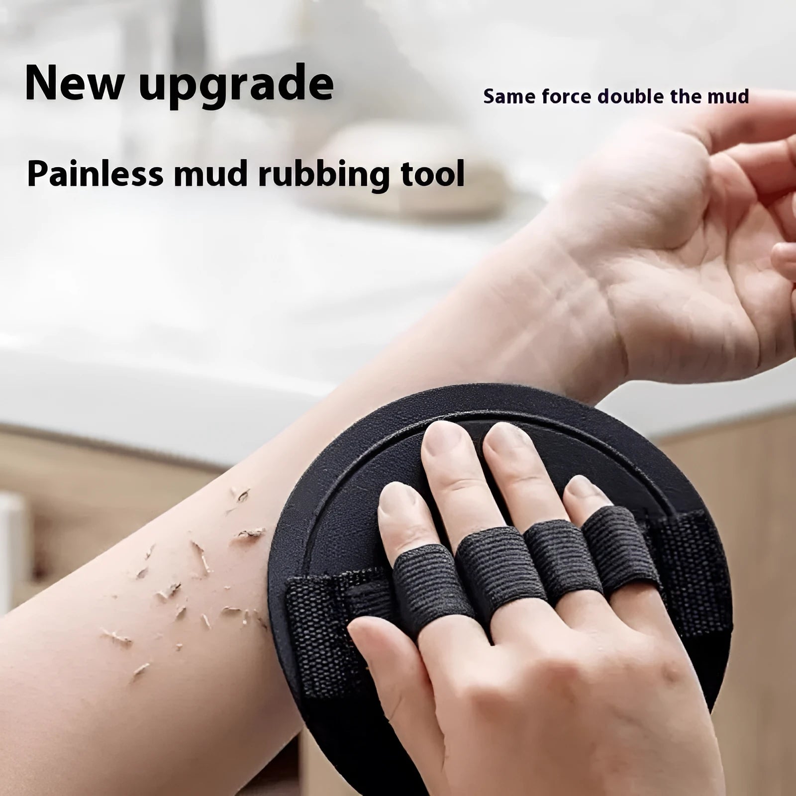 Rubber finger style bath scrubber with round cake pattern design for body exfoliation
