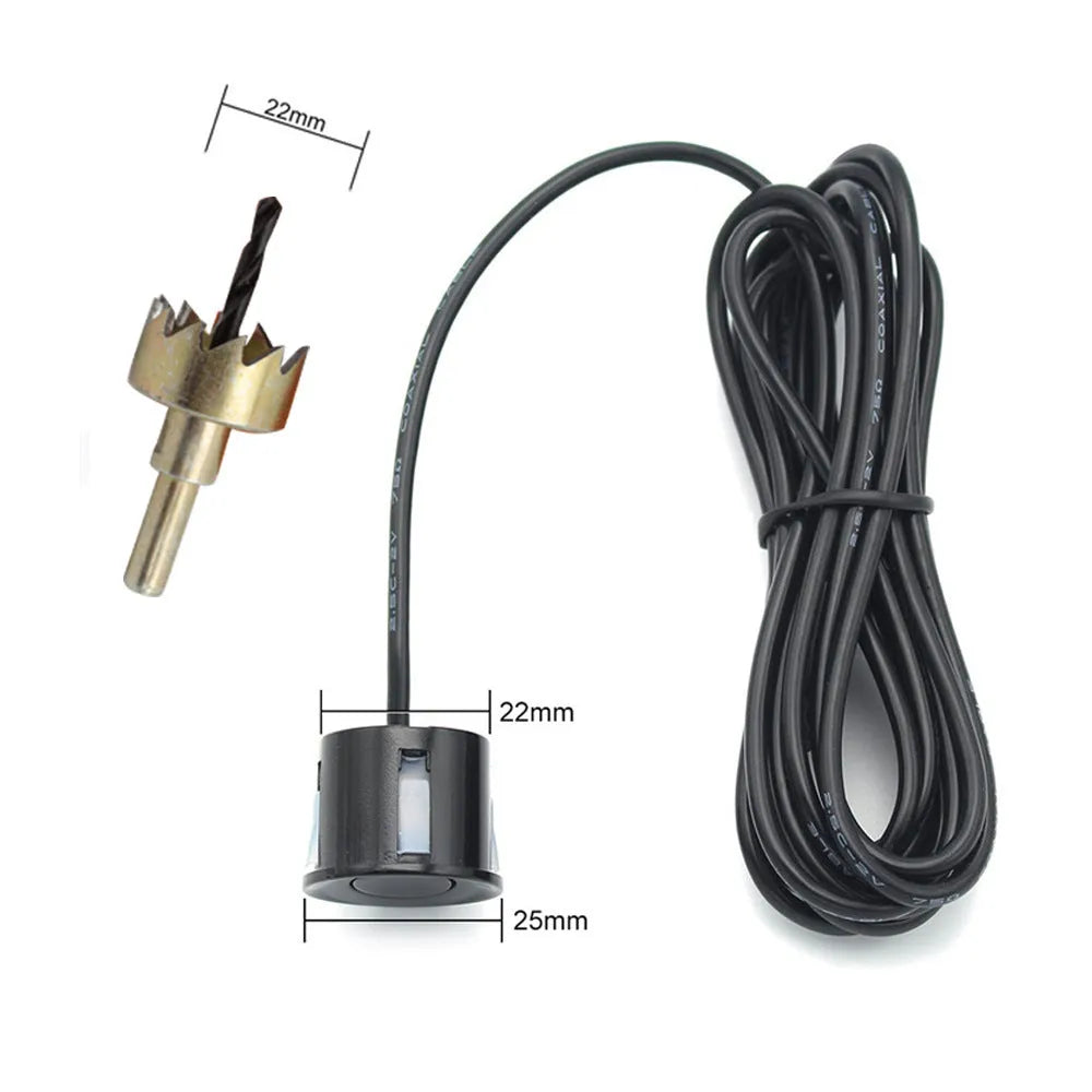 Wireless reversing sensor system with LED display unit and four embedded probes for vehicle obstacle detection