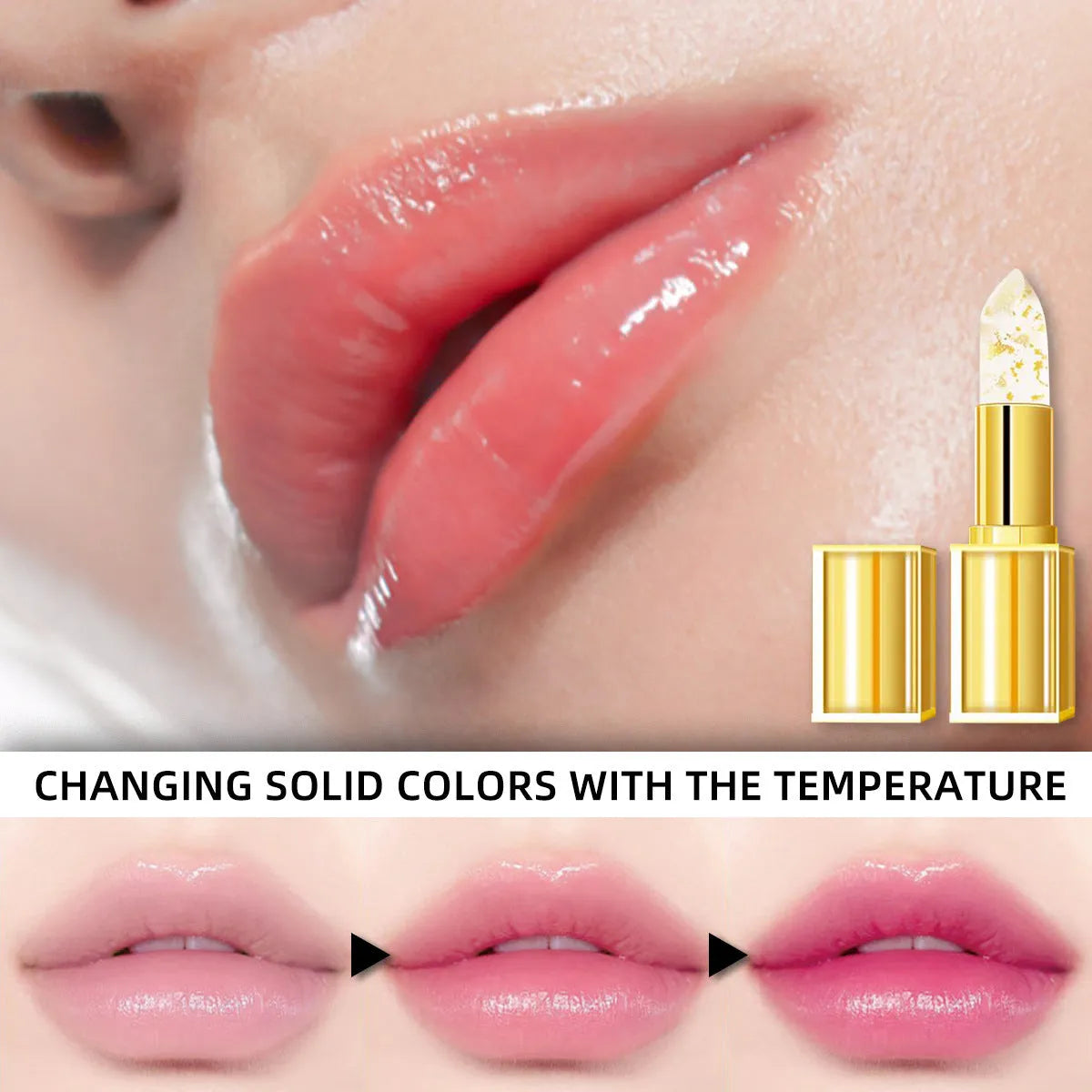 Anti-smudge lipstick with warm colour-changing gilding effect in YB1001 design