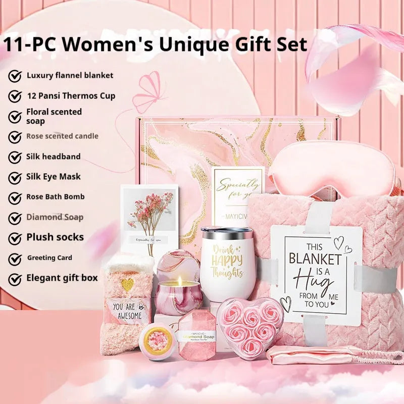 Aromatherapy candle soap bath gift set in modern plastic packaging for birthdays