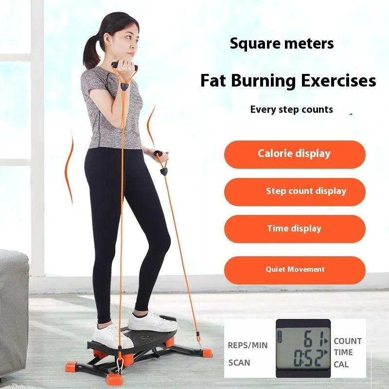 Black mini fitness skiing machine JS101A with elastic hand straps, 77cm length compact exercise equipment