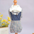Orange and dark blue cotton dog shirt for small breed dogs in sizes S to 2XL