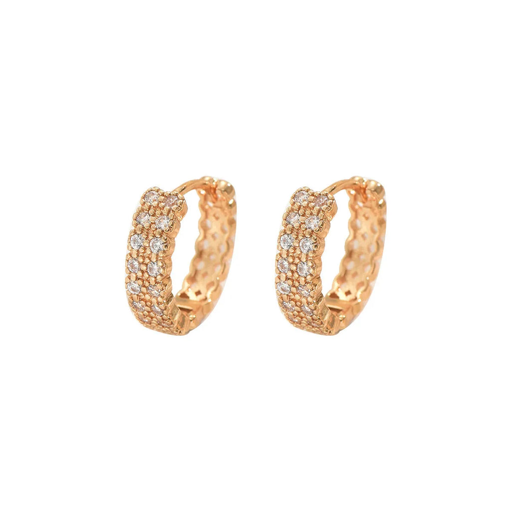 Copper geometric pattern ear studs with round dot ring elements in European American style