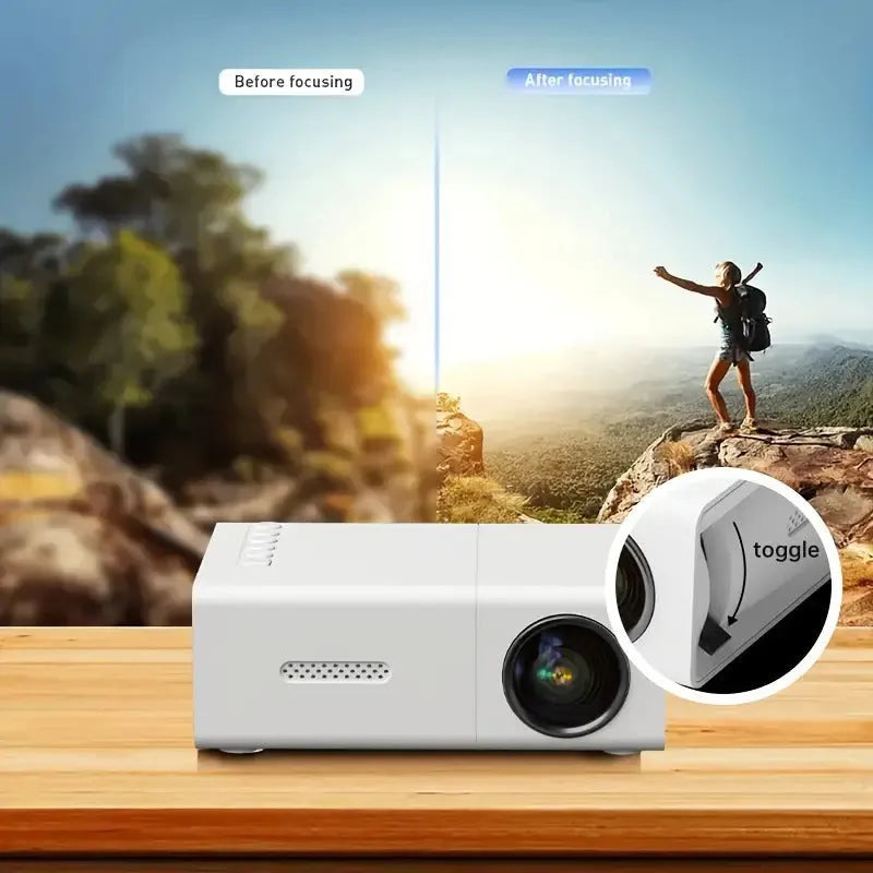 M100 portable mini home projector in black or white colour with remote control and cables