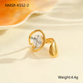 Women's geometric zircon ring with open mouth design in stainless steel with multiple colour options