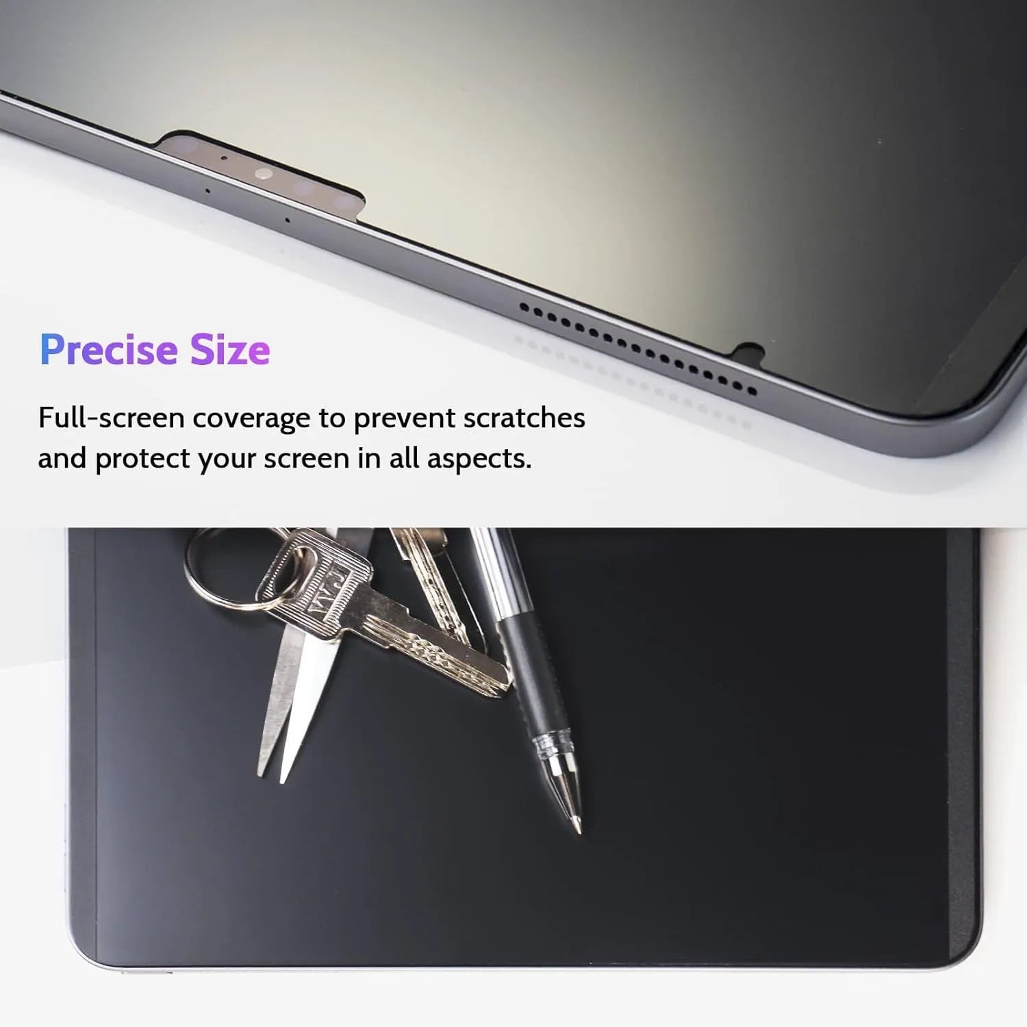 Magnetic iPad privacy screen protector with storage clip on an iPad Pro