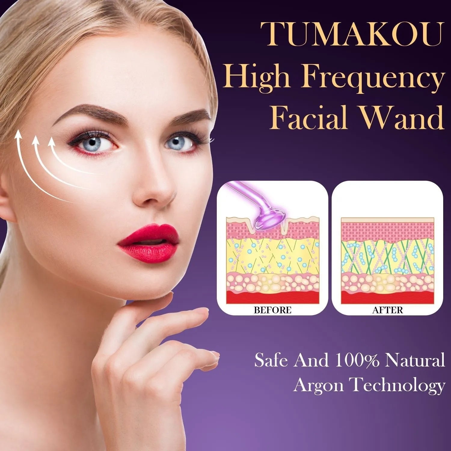 Purple six-piece high-frequency electrotherapy rod set for commercial skin rejuvenation with multiple accessory heads