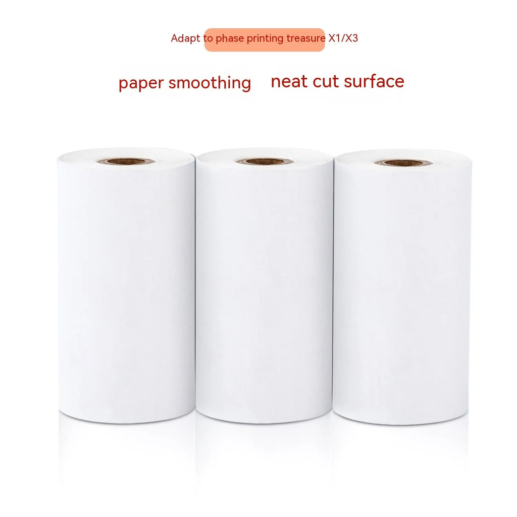 Three rolls of 57x30mm thermal paper for portable printers in packaging box