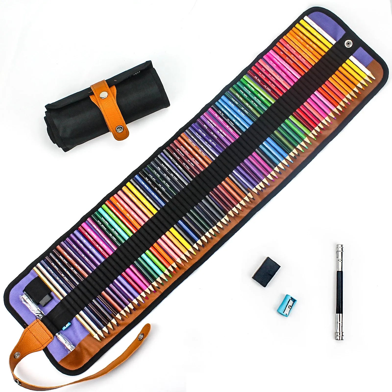 50 wooden coloured pencils in basswood casings with wooden storage case for oily painting