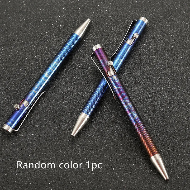 Titanium alloy bolt action ball pen with gun bolt handle and phantom colour finish.