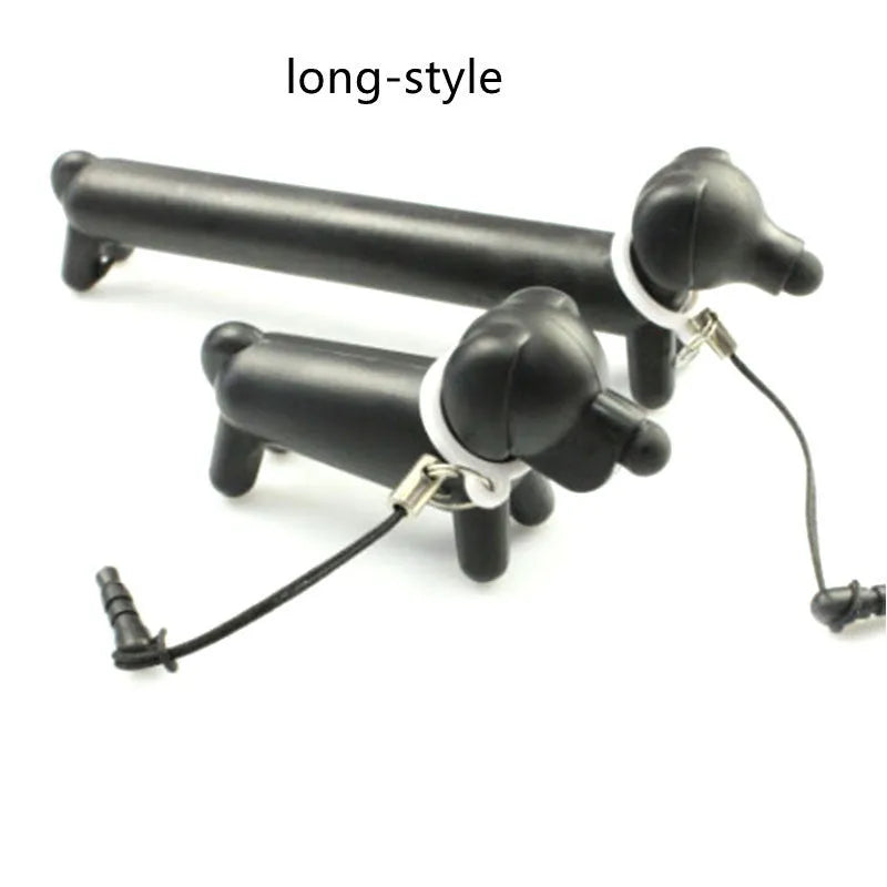 Black dog-shaped extendable touch screen stylus with phone stand function