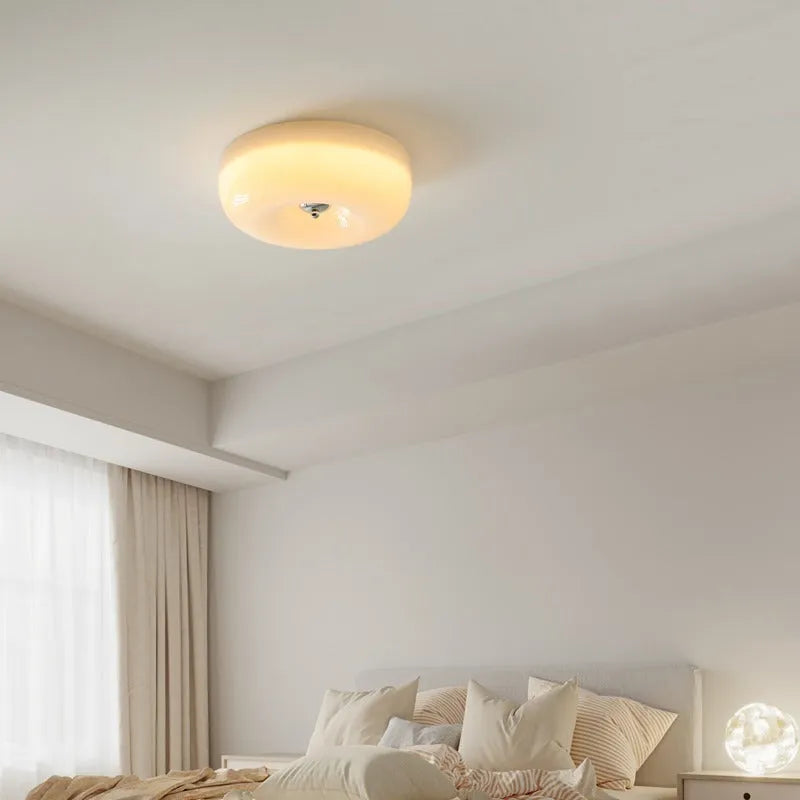 Cream American-style bedroom ceiling lamp with three-colour light selection