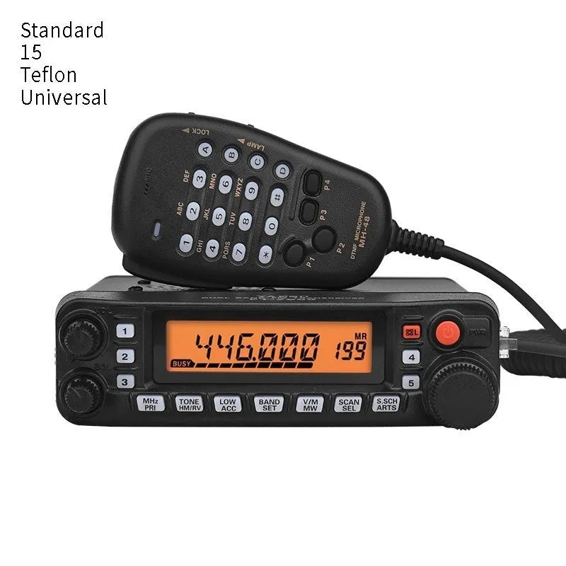 Car-mounted walkie-talkie unit for self-driving tours with optional 507 antenna and universal clamp.