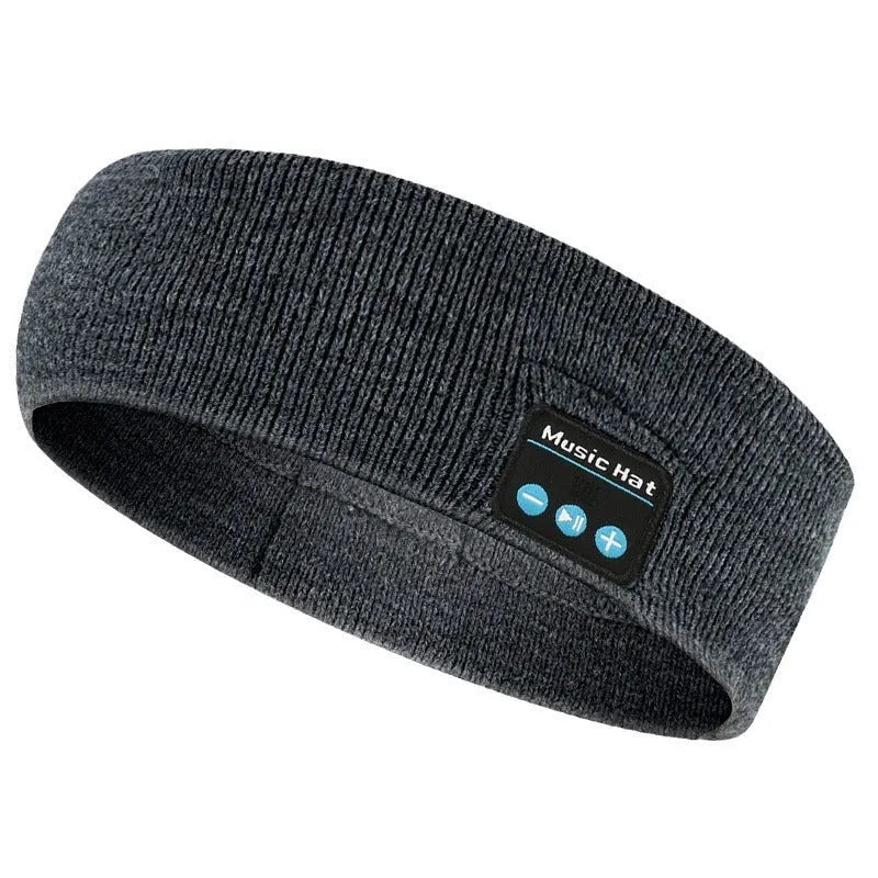 Bluetooth 5.4 sports headband in black with removable washable band and storage bag