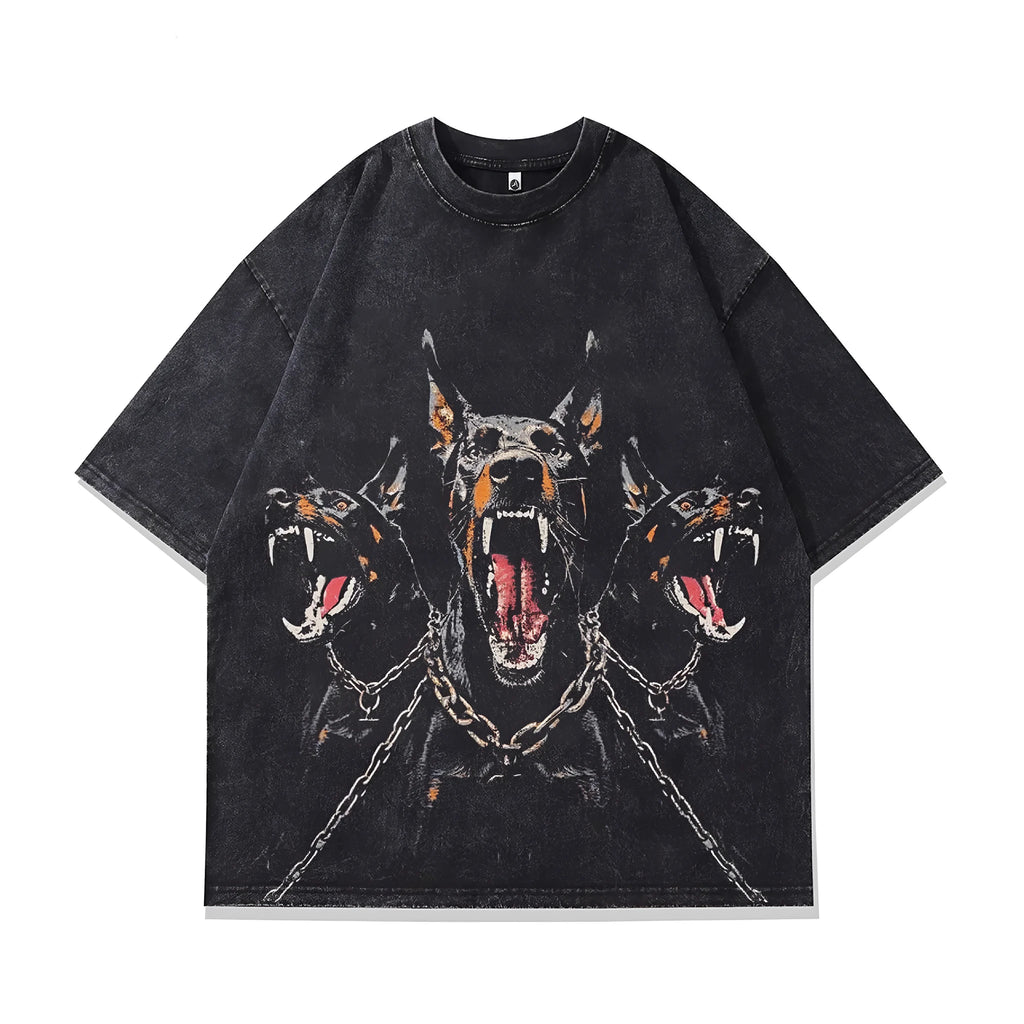 Men's short sleeve cotton t-shirt with character pattern print in loose fit
