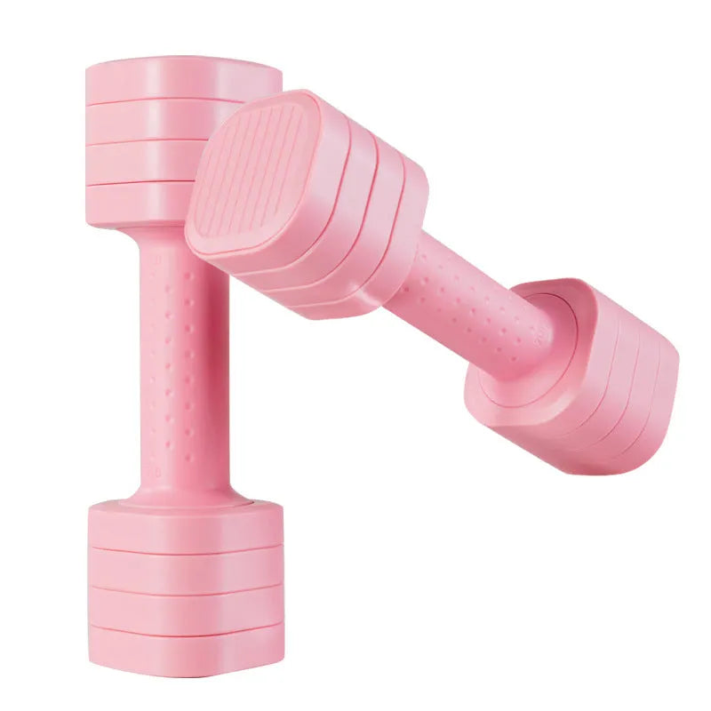 Women's detachable dumbbell set in pink, blue, black or purple with adjustable 5lb weight design
