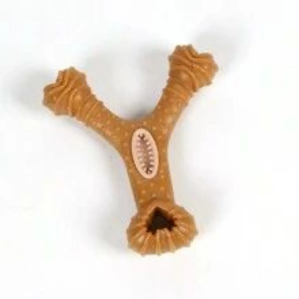 Durable rubber dog chew bone toy for teeth cleaning and play, shown in 8 shape and Y shape options.