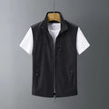 Men's slim-fit rabbit fur waistcoat vest with a hood, shown in a solid colour.