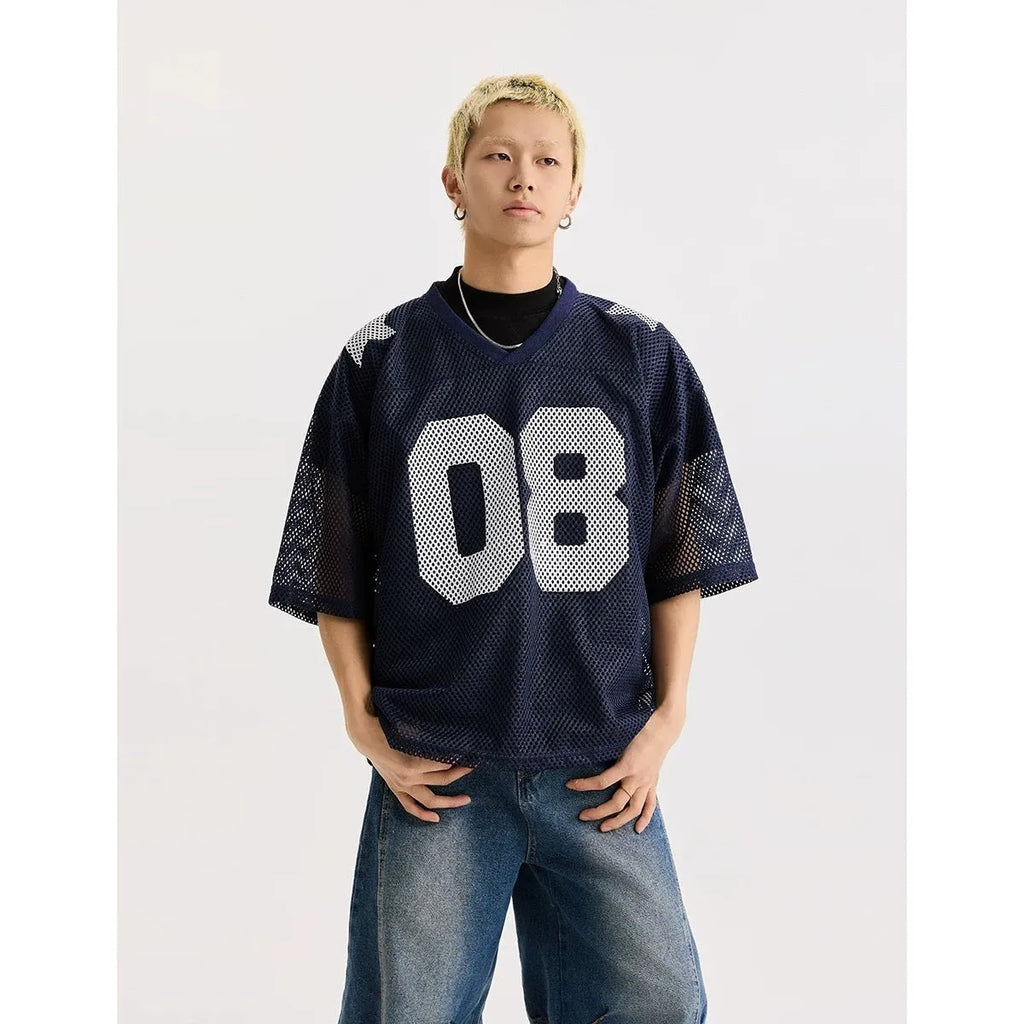 Black half sleeve pullover shirt with printed letters pattern, loose fit casual design