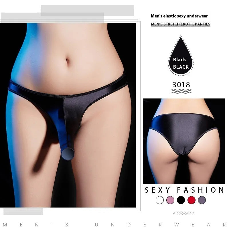Men's low waist T-back underwear in nylon shiny fabric available in multiple colours
