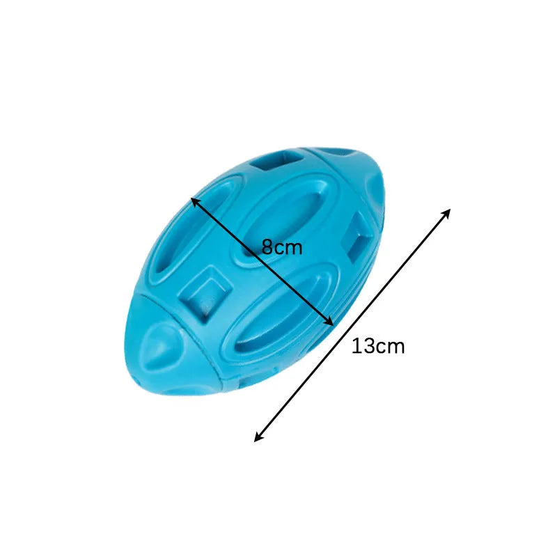 Natural rubber squeaky dog chew ball toy for medium and large breed aggressive chewers in blue, green, orange colours