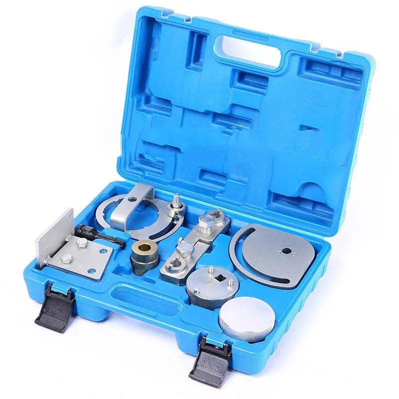 Volvo engine timing special tool set with 8 carbon steel tools in a storage case.