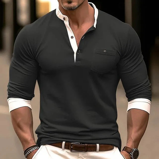 Men's long sleeve cotton t-shirt in six solid colours with round neck design