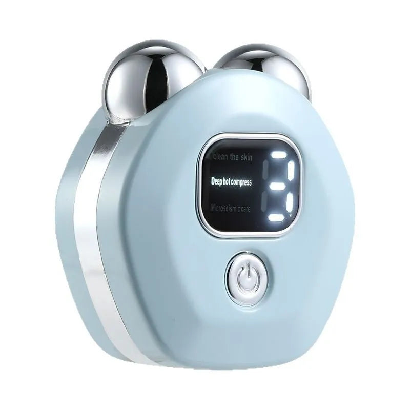 Portable white hot compress micro current massage instrument with double roller head
