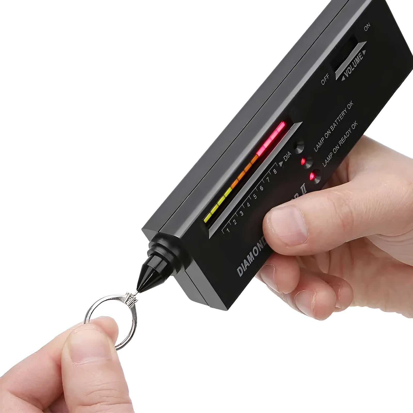 Black diamond thermal conductivity tester with metal probe for gem identification measuring 135x40x23 mm