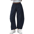 Women's loose fit cropped sweatpants with drawstring waist and side pockets in cotton blend fabric
