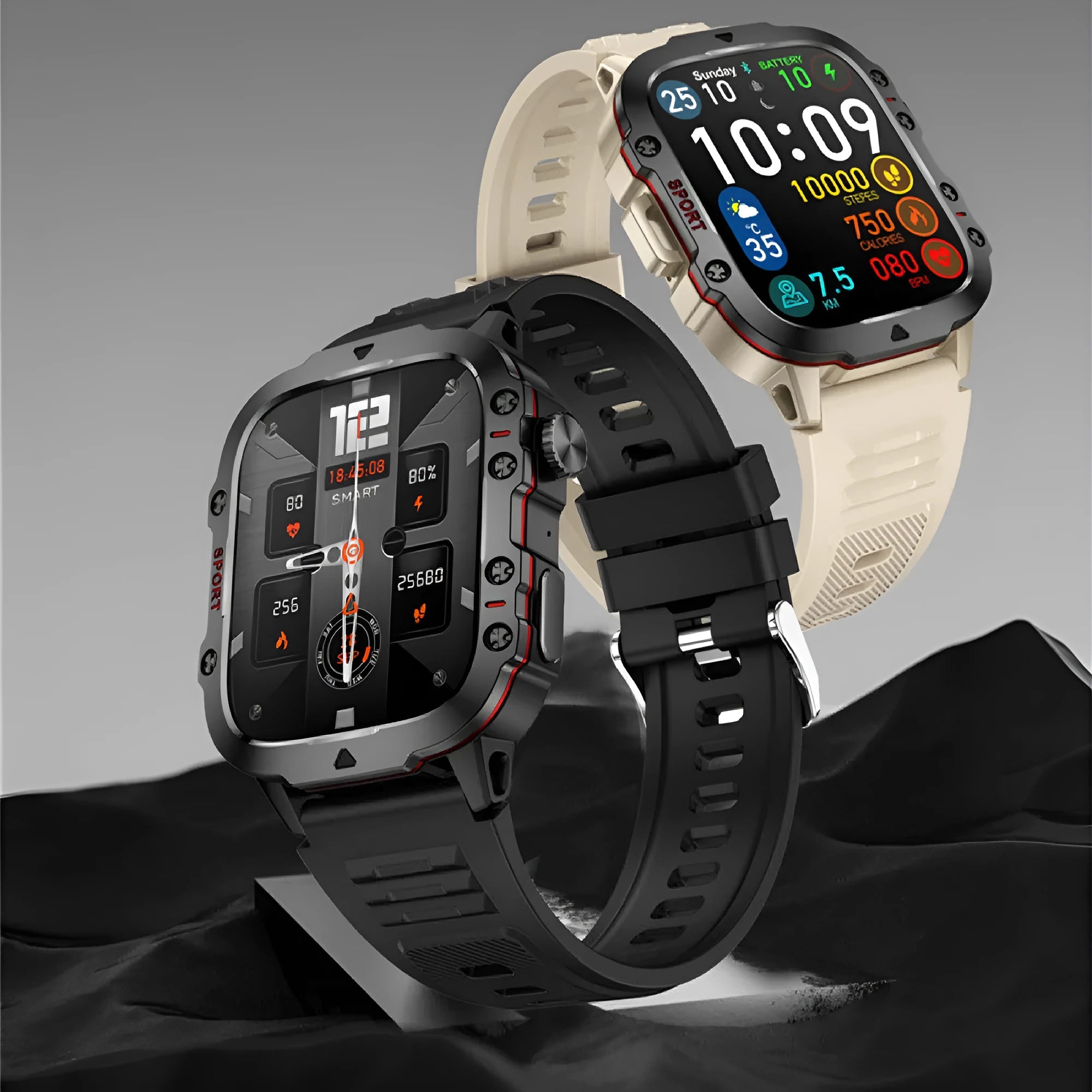 QX11 Smart Bluetooth Watch in black with zinc alloy case and TFT touch screen displaying health metrics