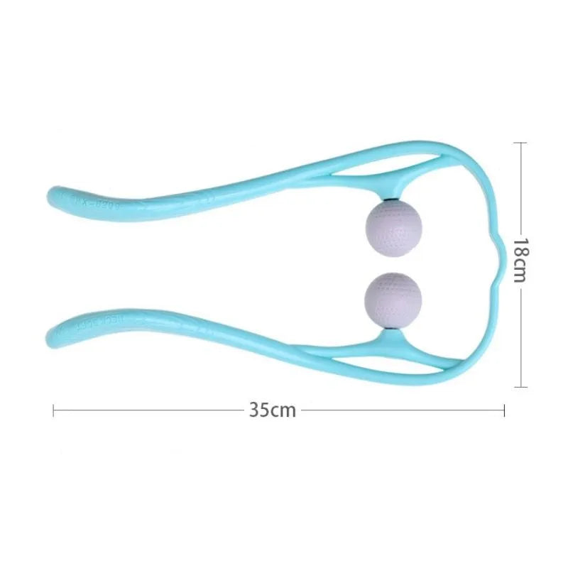 Plastic pressure point neck massager with adjustable stand and removable heads in blue, green, or pink