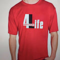 Red cotton men's casual T-shirt with round neck and short sleeves on a plain background