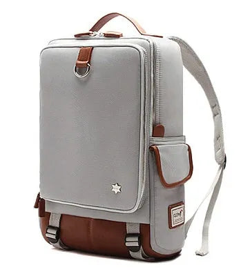 Modern Korean design Oxford cloth men's backpack in army green colour showing large capacity.