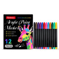 Set of 12 acrylic paint markers with opaque permanent ink for arts and crafts