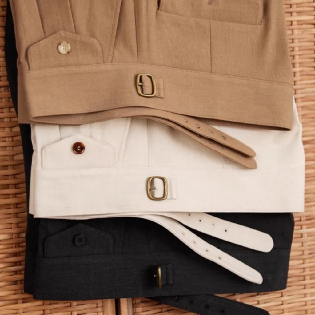 Slim fit straight leg business trousers in dark grey, light brown and light apricot colours